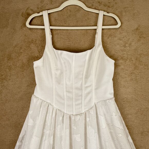 Shein Mod Dress Womens L White Ivory A Line Maxi Corset Bustier Cottage Romantic - Picture 6 of 16